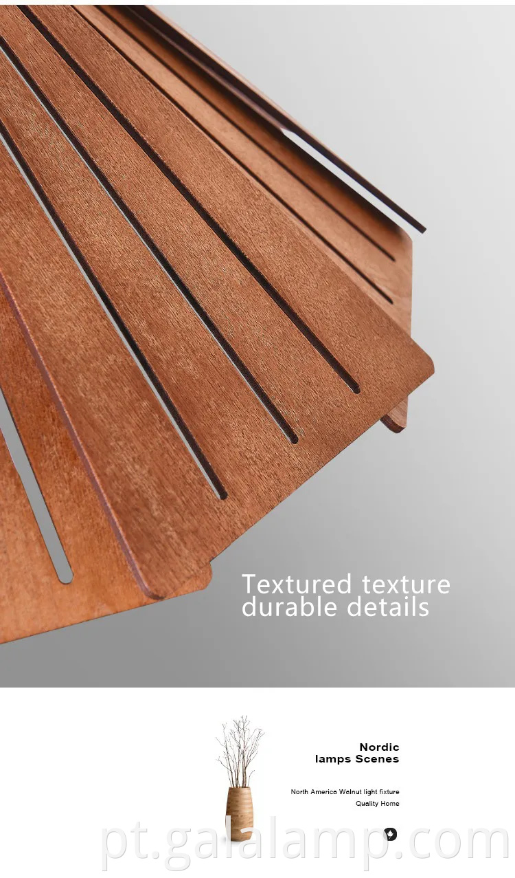 Luz pendente de madeira japonesa elegante para salas de chá